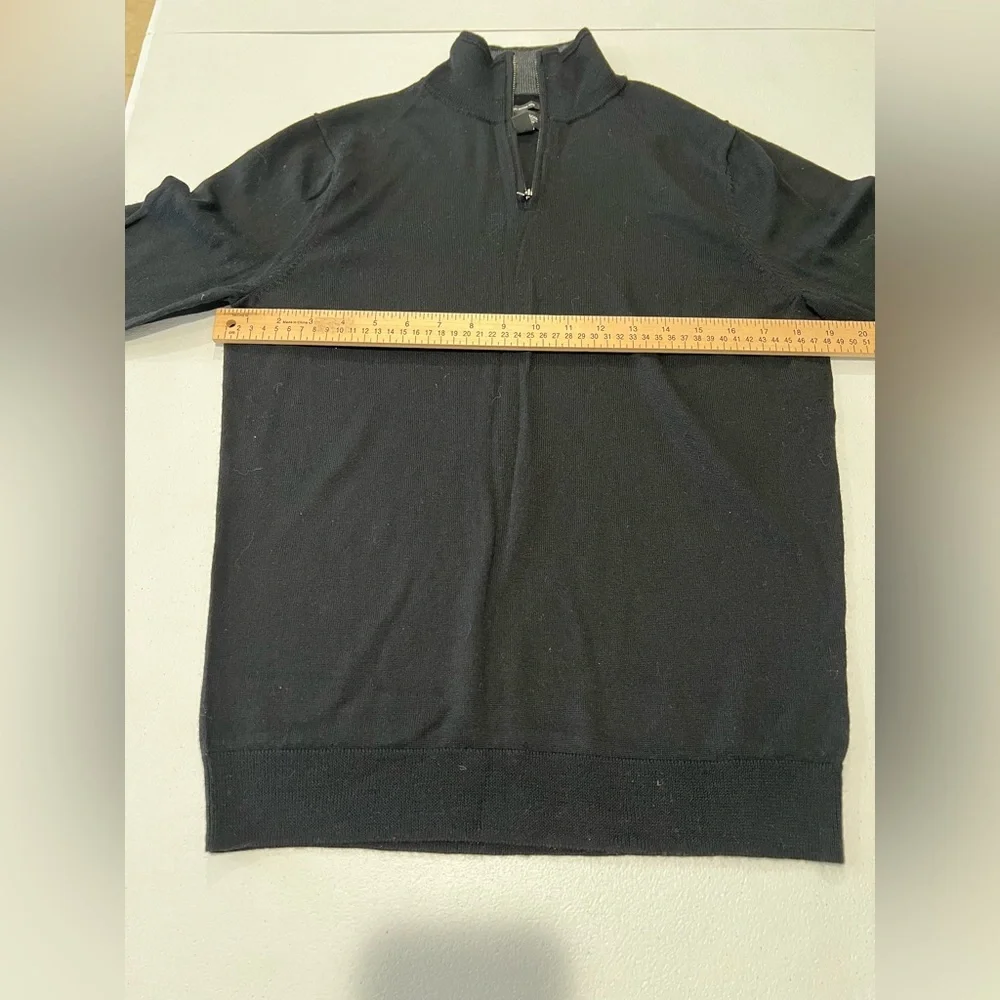 Nordstrom Men's Black 1/4 Zip-Up Sweater 100% merino wool black  M